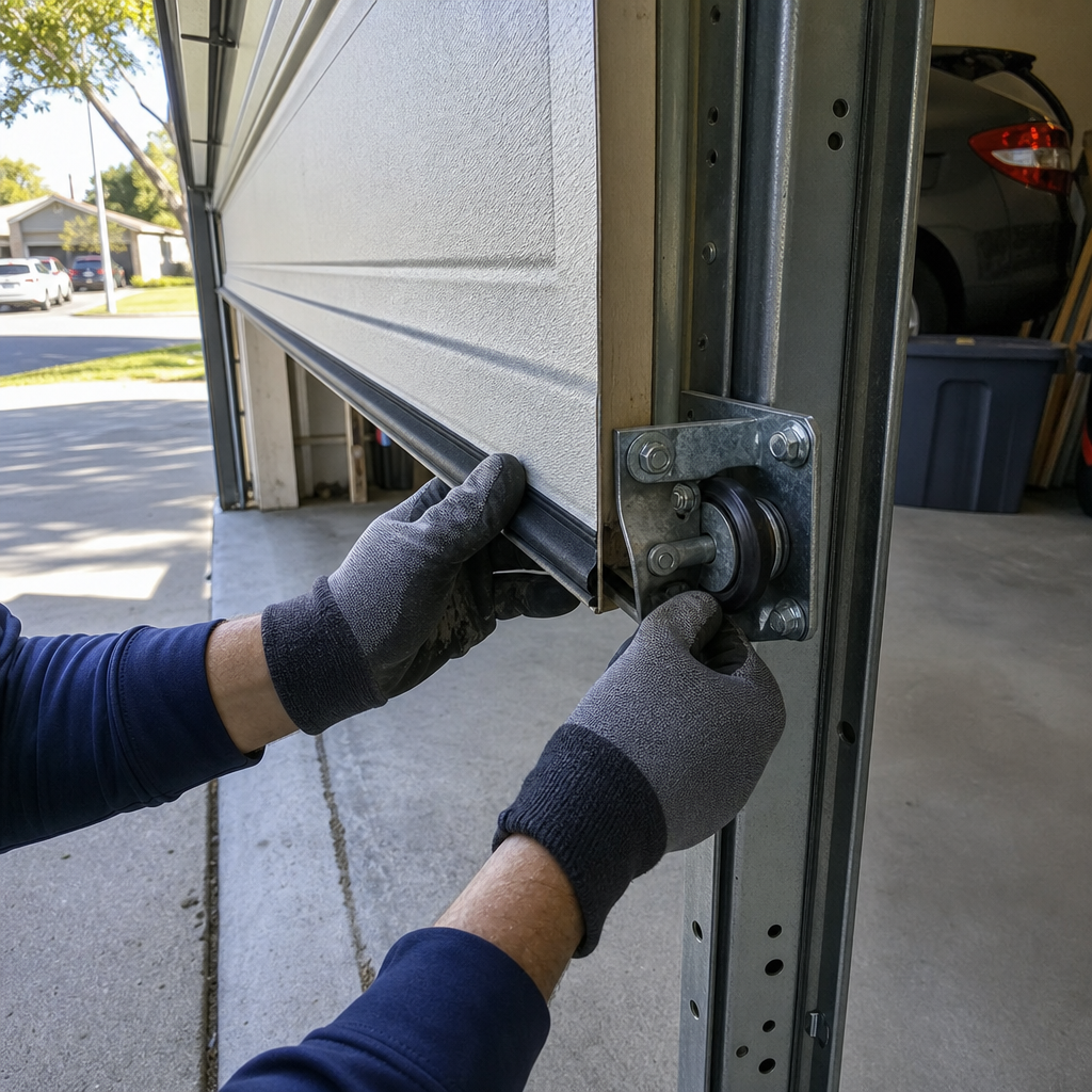 Replacing garage door roller on track